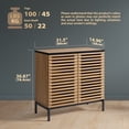 thumbnail image 3 of ARKANTOS Sideboard Storage Cabinet with Slatted Doors and 1 Adjustable Shelf, Natural Oak, 3 of 8