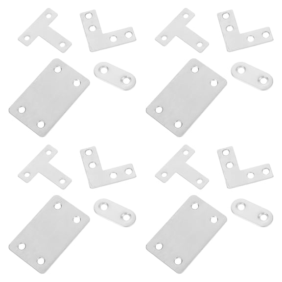 WORGEOUS 22pcs Stainless Steel Flat Straight Mending Plates for Wood Furniture Heavy Duty Corner Brace Brackets for Repair and Joining