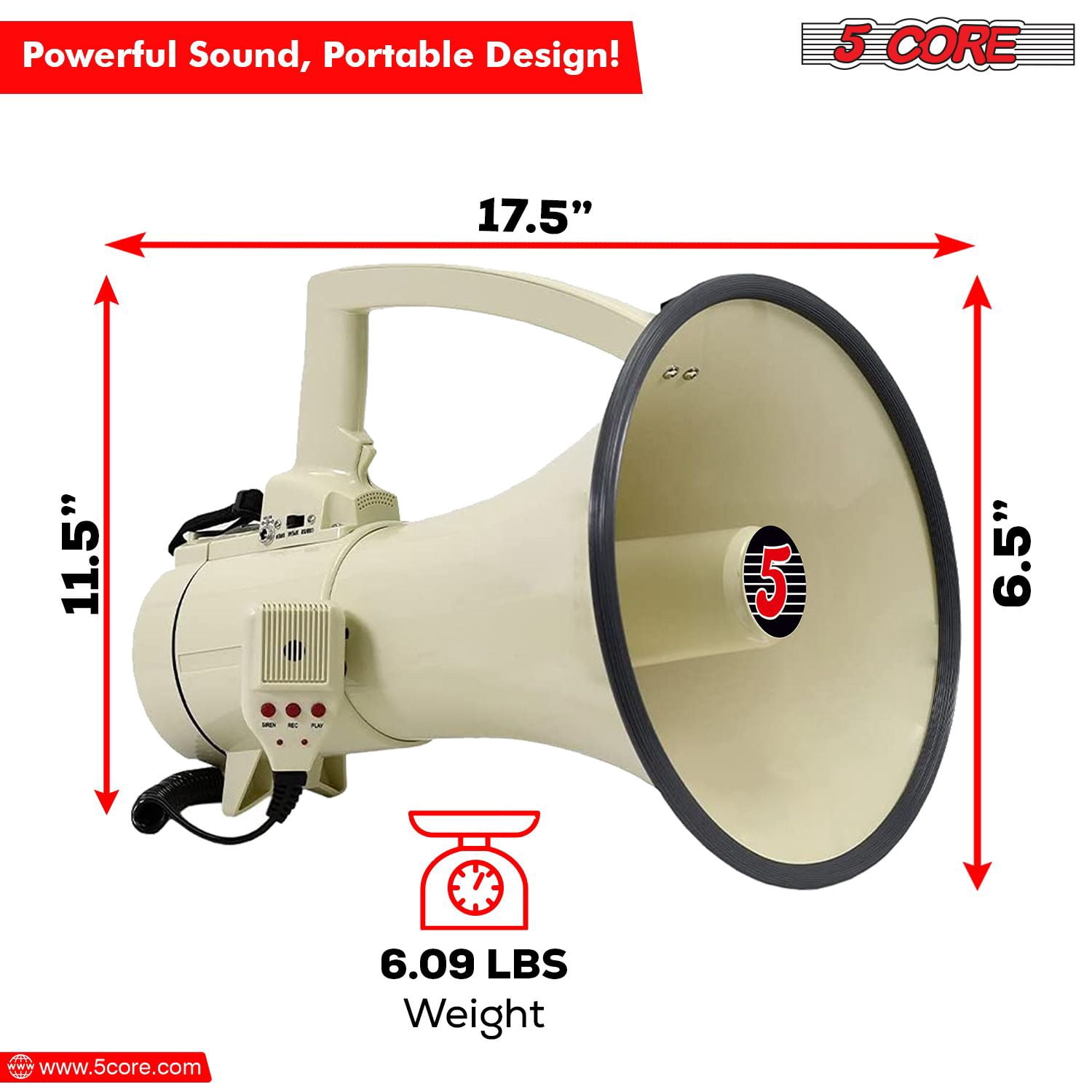 100W Long-Range Voice Amplifier with Siren, USB/SD/AUX Inputs & Weatherproof Design - Portable PA Speaker for Sports, Events, and Emergency Alerts