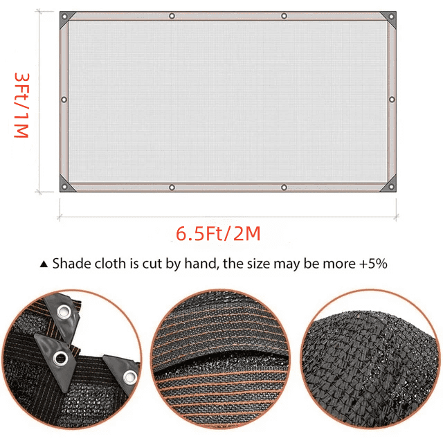 Shade Cloth with Grommets - 70-90% Sunblock Net for Garden Patio,6.5' x 3' Mesh Tarps for Shade for Outdoor Pergola Lawn Swimming Pool Sun Shade Cloths for Chicken Easier to Hang Shade Net Cover