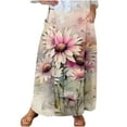 thumbnail image 2 of Cavosen Womens Skirts Midi Length Flowy Elastic Waist Floral Print Casual Skirts Elegant Lightweight Fashion Calf Length Skirts with Pocket Work Loose Fall Winter Clothes Pink, 2 of 5