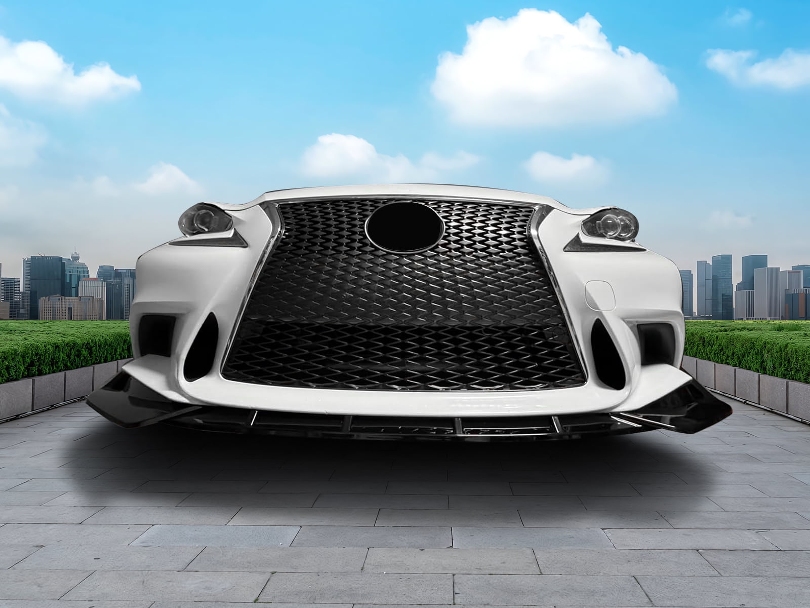 Ikon Motorsports Compatible with 14-16 Lexus IS F Sport IKON Style Gloss Black 3PCS Front Bumper Lip