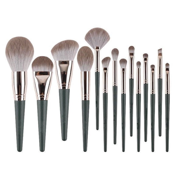 Makeup Brushes 14Pcs Foundation Brush Eyeshadow Brush Make up Brushes Set (Green, 14Piece Set) set featuring all brush essentials