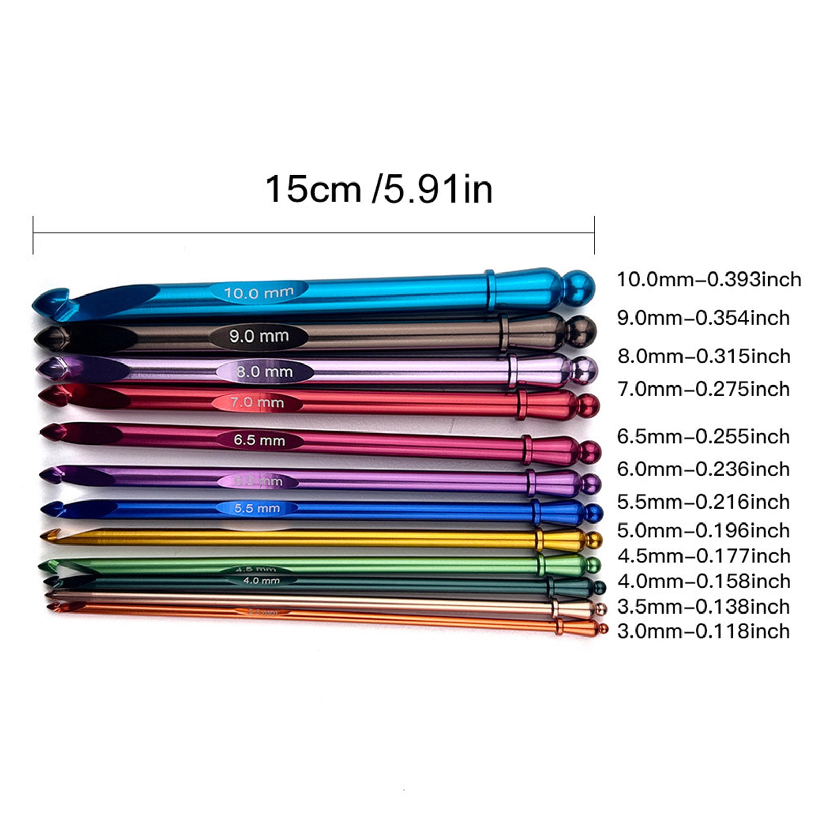 RUISINERY 12 pieces Crochet Hook Set 3.0mm-10.0mm Crochet Needle Ergonomical Crochet Needle with Case Knitting Needle for Craft