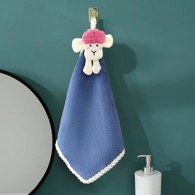 Fiudx Toalla de Manos de Vellón, Diseño Bonito, Material Suave y Absorbente, Versátil para Baño o Cocina, Secado Rápido, Fácil de Colgar, Tamaño 38 X 33 Cm, Azul Cielo, Rosa, Amarillo y Azul Marino.