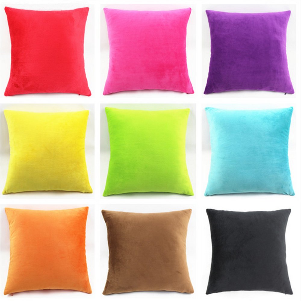 Throw Pillow Case Cover 18''x18'' Solid Color Plush Decorative Pillow