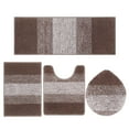 thumbnail image 4 of MeyJey Striped Microfiber Bath Rug Set Non-Slip, Brown, 4 Count, Machine Washable, 4 of 10