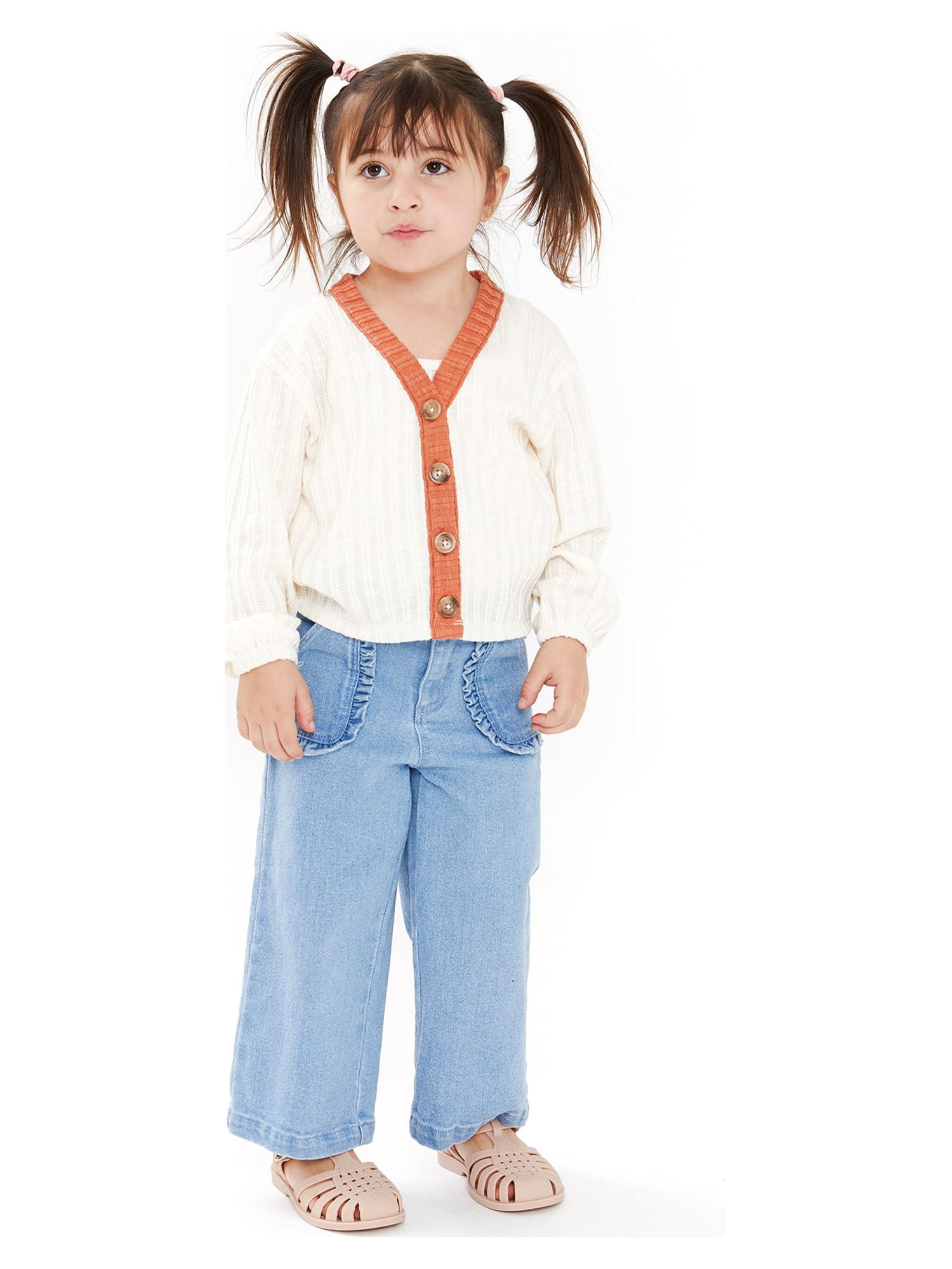 Wonder Nation Baby and Toddler Girls Wide Leg Jeans, Sizes 12M-5T