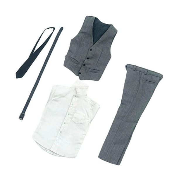 Ropa de Muñeca masculina 1/6 Sunnimix Chaleco de hombre Pantalones Gris Ropa de soldados masculinos