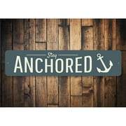 Stay Anchored Novelty Decor, Metal Wall Sign - 4x18 Inches