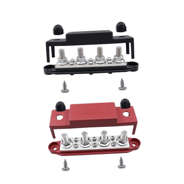 Ximing Bloc de Distribution de Puissance, Bloc de Jonction, 300a, Blocs de Connexion, Bloc de Terminal de Barre Omnibus Bloc de Barre Omnibus pour RV, Bateau Noir Rouge M8 5 16