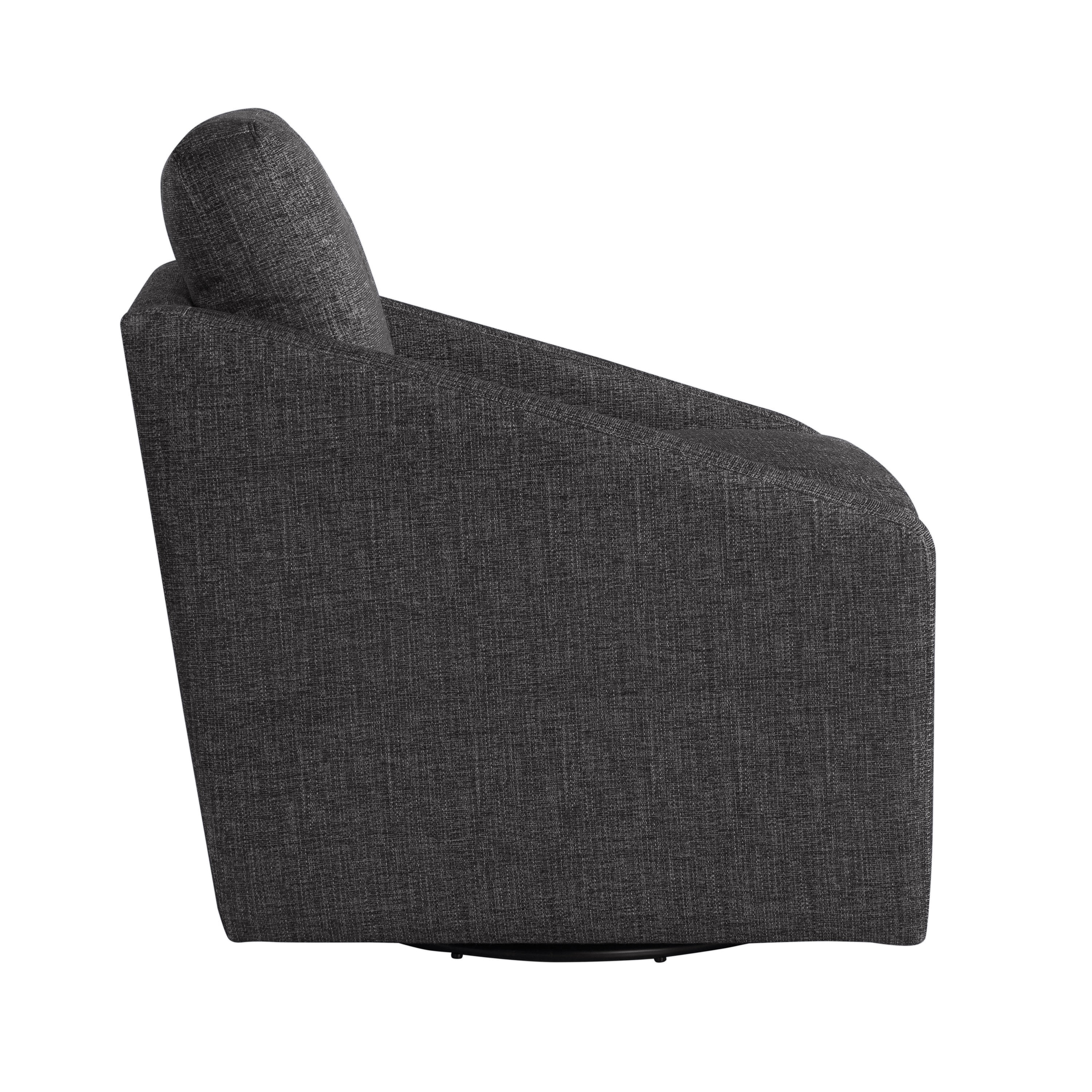 Studio Living Harvard Modern Swivel Accent Chair, Black Chenille Fabric