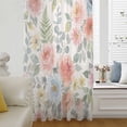thumbnail image 5 of Pink Watercolor Floral Sheer Curtains 108" Extra Long, Spring Botanical Leave Flowers Light Filering Curtains, Privacy Drapes Simi Floor to Veiling Curtain for Living Room Large Window Treatment, 5 of 9