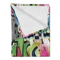 thumbnail image 2 of Urban Graffiti Soft Flannel Fleece Throw Blanket, Blockbuster Style Graffiti Sprayed Overlapping Blocky Letters Street Art, Cozy Plush for Indoor and Outdoor Use, 50" x 70", Multicolor, by Ambesonne, 2 of 5