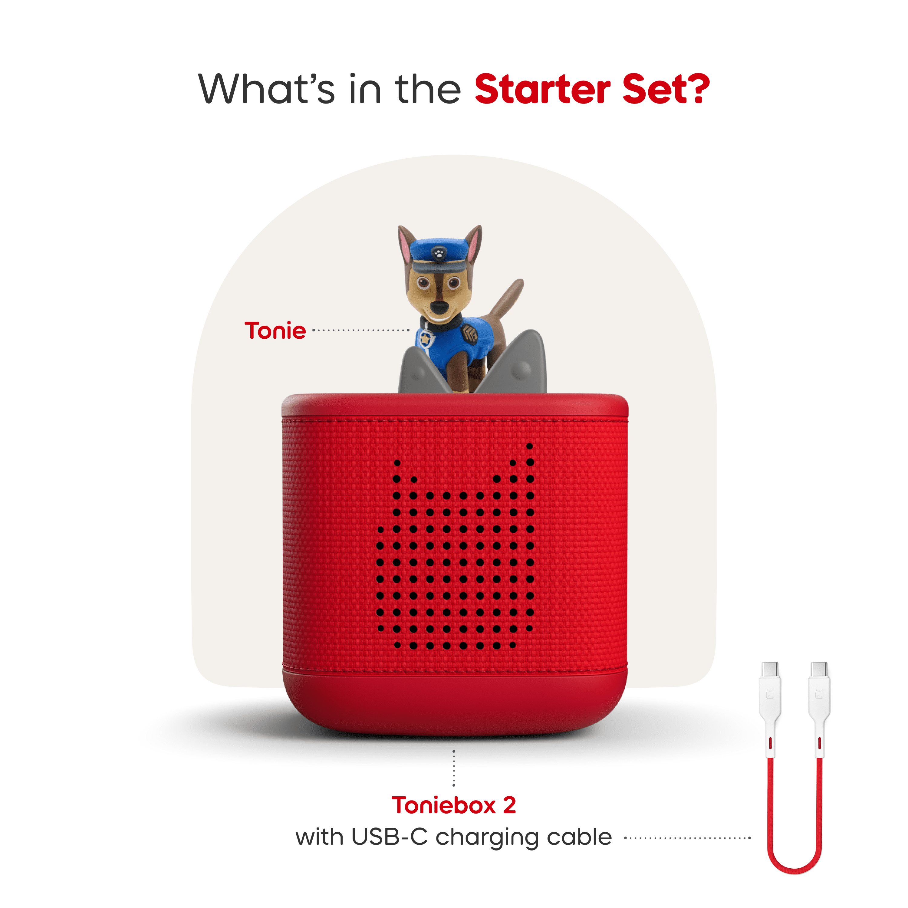tonies PAW Patrol Toniebox 2 Starter Set - Sunset Red (Bilingual English and French)