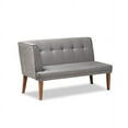 thumbnail image 3 of Baxton Studio Stewart Mid-Century Modern Grey Velvet Upholstered and Walnut Brown Finished Wood 2-Piece Dining Nook, 3 of 7