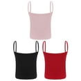 thumbnail image 2 of Jowowha Kids Girls 3 Pack Solid Color Ribbed Camisole Undershirt Sleeveless Sports Dance Tank Vest Black&Red&Pink M, 2 of 4