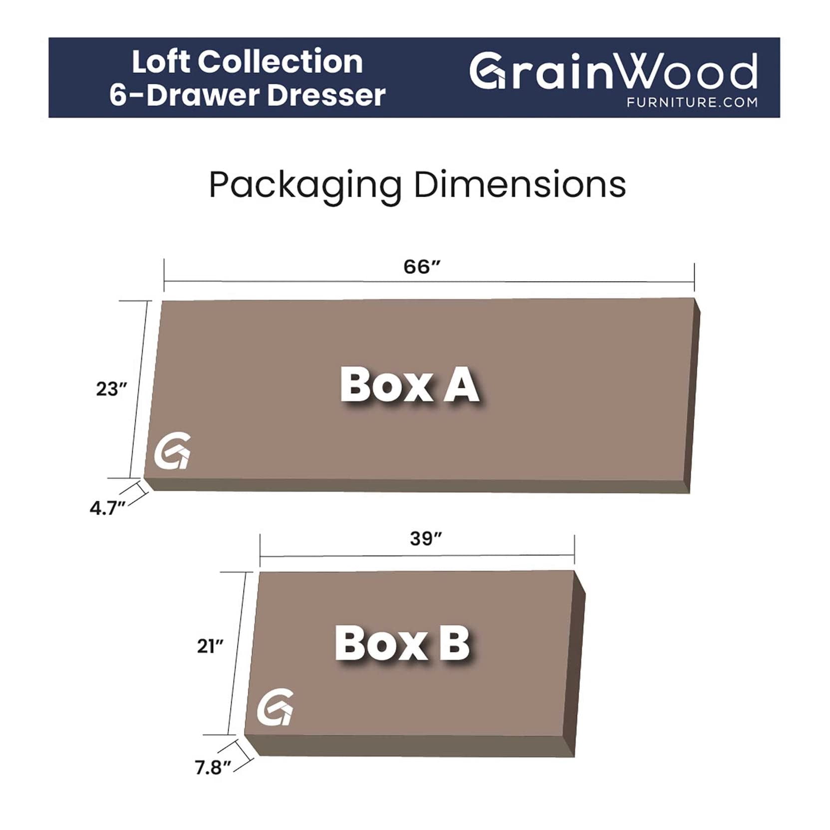 Grain Wood Furniture Loft 6-Drawer Dresser, Solid Wood with Brushed White Finish