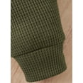 thumbnail image 6 of Diconna  Baby Gitls Boys Waffle Plaid Clothes Fashion Solid Color Waffle Button Long Sleeve Romper and Tie-up Trousers, 6 of 8