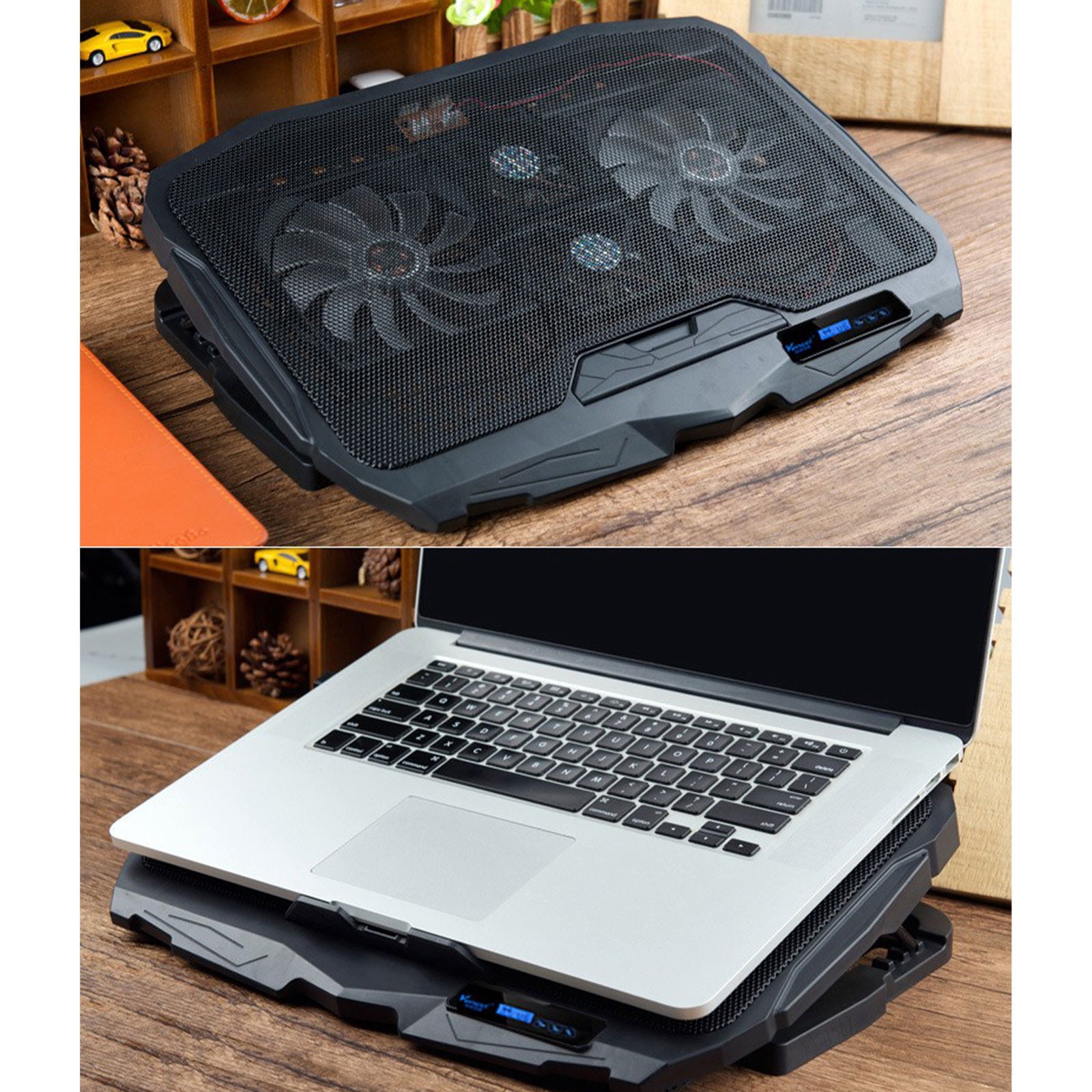 COM1950s Laptop Cooler for 13 Inch 14 Inch 15 Inch 16 Inch Laptop Computer Cooler with Speed Control Fan Base Bracket Pads
