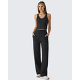 thumbnail image 7 of G4Free Women's Waffle Knit Wide Leg Pants – High Waisted Sweatpants with Pockets Casual Straight Leg Pants, 7 of 7