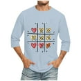 thumbnail image 3 of Jinhomg Mens Thin Holiday Tops Novelty Funny Valentine's Day Love Heart Tees Big and Tall Comfy 3/4 Sleeve Crew Neck T-Shirt Dating Wear Prime Big Deal Days Light Blue M, 3 of 6