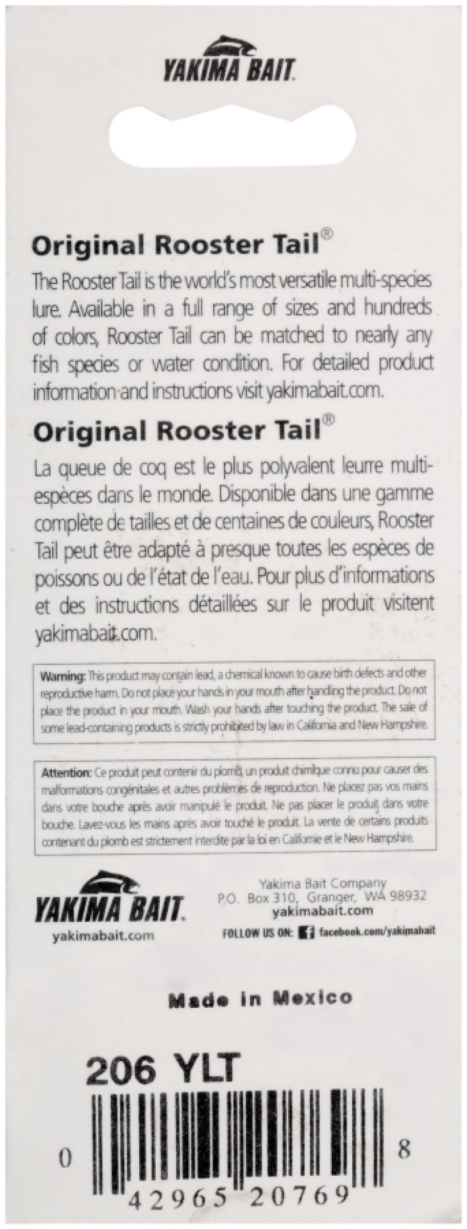 Worden's® Original Rooster Tail®, Inline Spinnerbait Fishing Lure, 1/16 oz