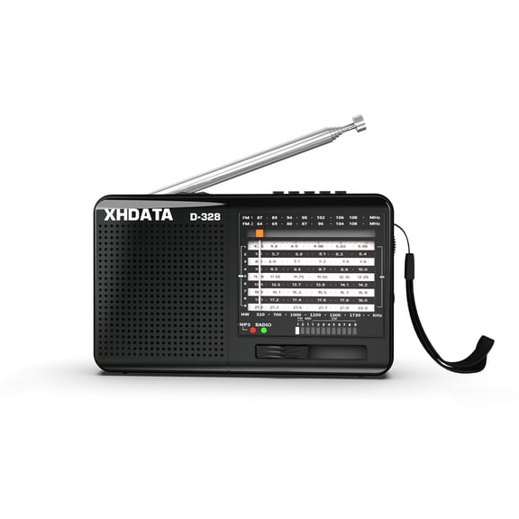 XHDATA D-328 Portable AM/FM/Shortwave Radio with TF Card MP3 Player and Rechargeable Battery