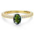 thumbnail image 3 of Gem Stone King 14K Two Tone Gold Tourmaline Green Mystic Topaz and Lab Grown Diamond Engagement Ring for Women | 0.96 Cttw | Oval 7X5MM | Gemstone November Birthstone | Size 7, 3 of 6