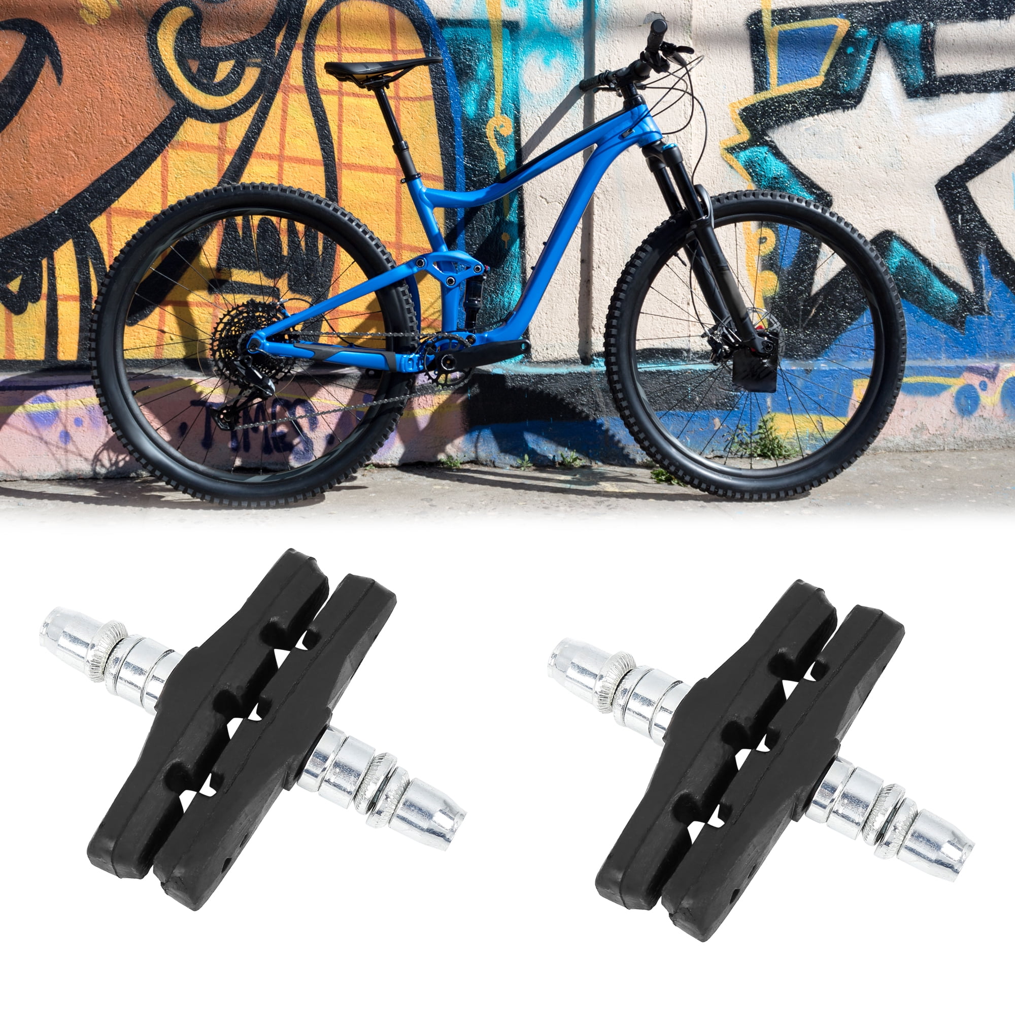2 Pcs 6mm Thread Dia Carved Black Rubber Mountain Bicycle Road Bike Brake Pads