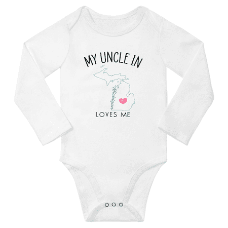 

My Uncle In Michigan Loves Me Baby Long Romper Clothing 18-24 Months