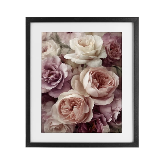 Stupell Industries Traditional Sweet Roses in Blush Pink Black Framed Print Under Glass, 13 x 16, by Franklyn Gregory