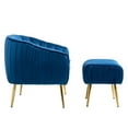 thumbnail image 5 of Modern Sherpa Boucle Accent Arm Chair, Comfy Upholstered Barrel Couch Armchair for Small Spaces, Side Corner Single Sofa Teddy Chair for Living Room, Bedroom, Office, Reading Nook, Blue, 5 of 9