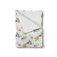 thumbnail image 2 of Natural Soft Flannel Fleece Blanket, Tropical Theme Exotic Animals and Plants Motifs Like Flamingos Palms, Cozy Plush for Indoor and Outdoor Use, 70" x 90", Hot Pink and Apple Green, by Ambesonne, 2 of 6