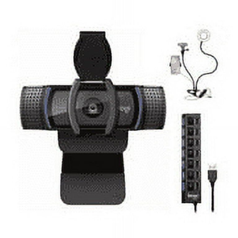 Logitech C920S Pro HD Webcam with USB Hub, Ring Light
