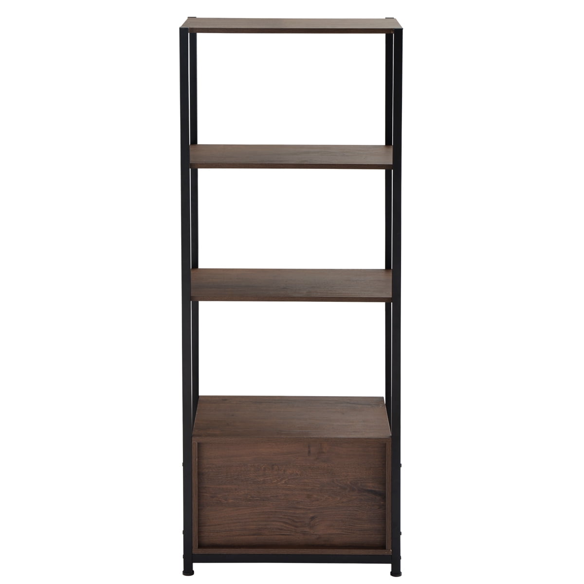 Kepooman 4-Tier Rustic Standing Bookshelf with 4 Open Storage Shelves & 2 Drawers, 23.6"L x 15.7"W x 59.8"H, Brown Kepooman 4-Tier Rustic Standing Bookshelf with 4 Open Storage Shelves & 2 Drawers, 23.6"L x 15.7"W x 59.8"H, Brown