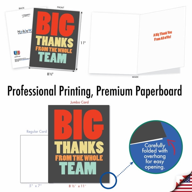 NobleWorks 1 Jumbo Thank You Greeting Card (Coach, Team) 8.5x11 w