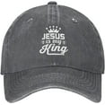 thumbnail image 4 of Jesus is My King Vintage Baseball Cap Mens/Womens Adjustable Trucker Hats Washed Denim Cowboy Hat Black, 4 of 8