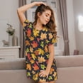 thumbnail image 3 of Balery Colorful Maple Leaves Camisón de manga corta con cuello redondo para mujer, cómodo y elegante., 3 of 6