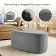 thumbnail image 3 of UIXE Rounded Triangle Ottoman Pebble Footstool Upholstered Coffee Side Tables for Living Room, Light Gray, 3 of 7