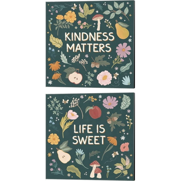 Great Art Now September Sweetness Dark by Laura Marshall 2 Piece Canvas Art Set Each 14"W x 14"H