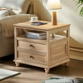 thumbnail image 5 of Nightstand with Charging Station Modern End Side Table with 2 Drawers & Spacious Top Area for Bedroom Living Room, Natural Oak, 5 of 8