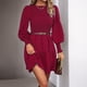 thumbnail image 5 of Gibobby Vestidos de sueter Vestido corto de manga larga con cuello de informal para mujer para otoño invierno color sólido(Rojo,M), 5 of 5