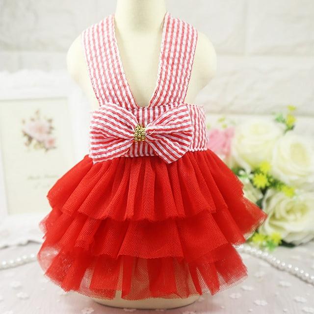 LSLJS Jupe à Bulles Robe en Dentelle Rayée Robe de Chien Robes de Princesse pour Chien, Costume pour Animaux