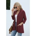 thumbnail image 6 of HOWCOME 3/4 Sleeve Cardigans, Easy to Wear, Flowy Open Front Cardigan Sweaters, Female, Medium, Wine Red, 6 of 9