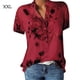 thumbnail image 1 of Sonducket Camisa de manga corta con cuello en V y botones estampados para mujer Prendas para la parte del cuerpo Rojo XXL, 1 of 1