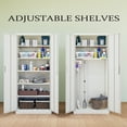 thumbnail image 4 of Metal Storage Cabinet, 71”H Locking Storage Cabinet with 5 Adjustable Shelves, Steel Cabinets for Garage, Home, Office, Pantry-White, 4 of 8