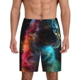 thumbnail image 1 of Fotbe Neon Spectrum Cat Portrait Pantalones Cortos de Pijama para Hombre, Ropa de Dormir, Pantalones de Pijama Cortos para Hombre-3X-Large, 1 of 6