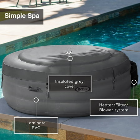 Intex 28481E Simple Spa 77in x 26in Inflatable Hot Tub with Filter Pump & Cover