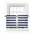 thumbnail image 2 of Blue Stripes Sheer Kitchen Tier Curtains 24 Inch length, Rod Pocket Half Curtains Short Drapes, Simple Blue White Texture Light Filtering Chiffon Small Window Treatments 2 Panels 27.5"W x 24"L, 2 of 7